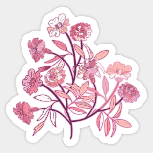 Cottagecore style marigold flowers in beige and pink Sticker